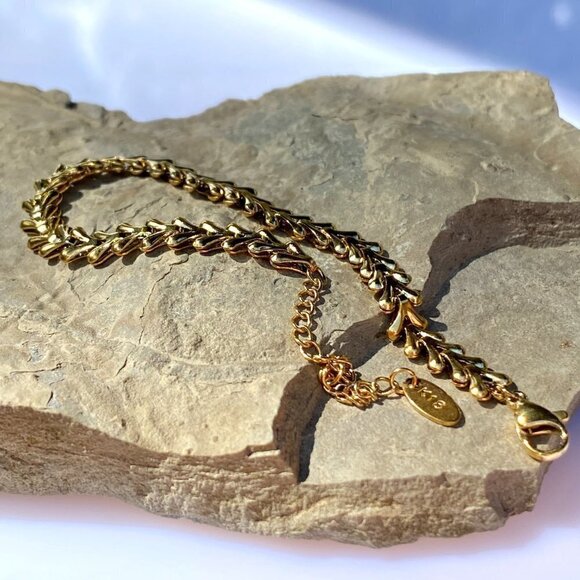 💙 Gold Plated Stainless Steel Wheat Chain Bracelet - Picture 7 of 12